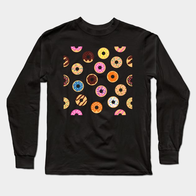 Doughnut Pattern Pink Long Sleeve T-Shirt by Radradrad
